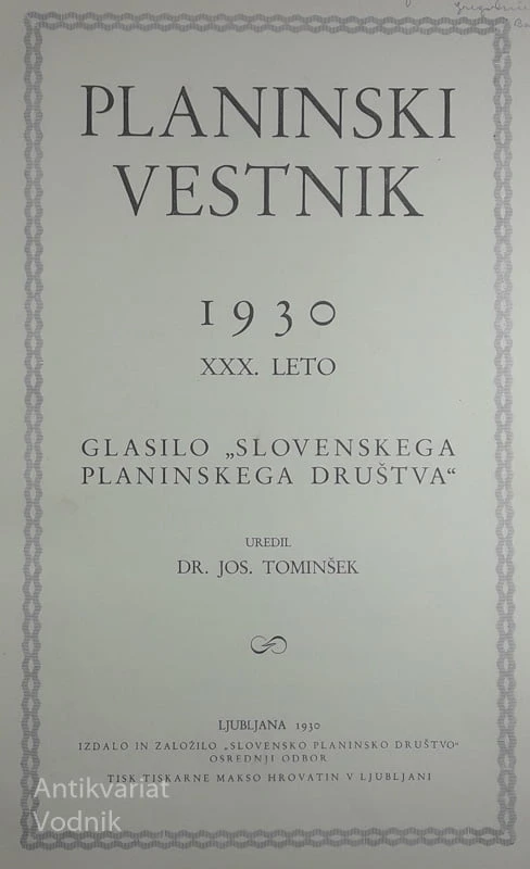 PLANINSKI VESTNIK 1930