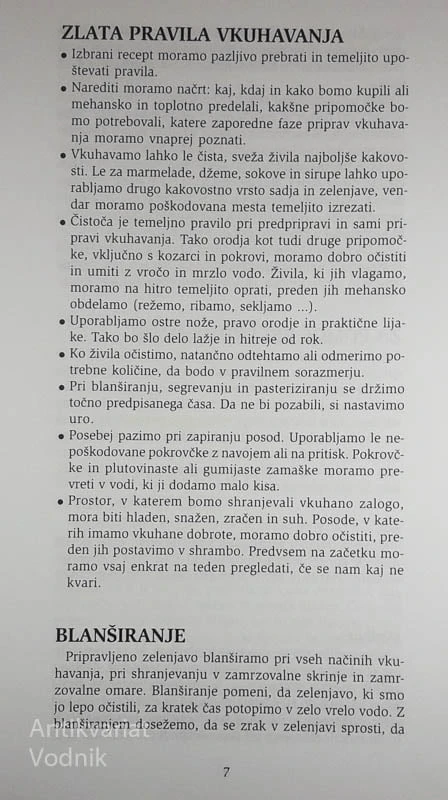 KUHARSKE BUKVE; VLAGANJE, SHRANJEVANJE IN ZMRZOVANJE ŽIVIL, več avtorjev