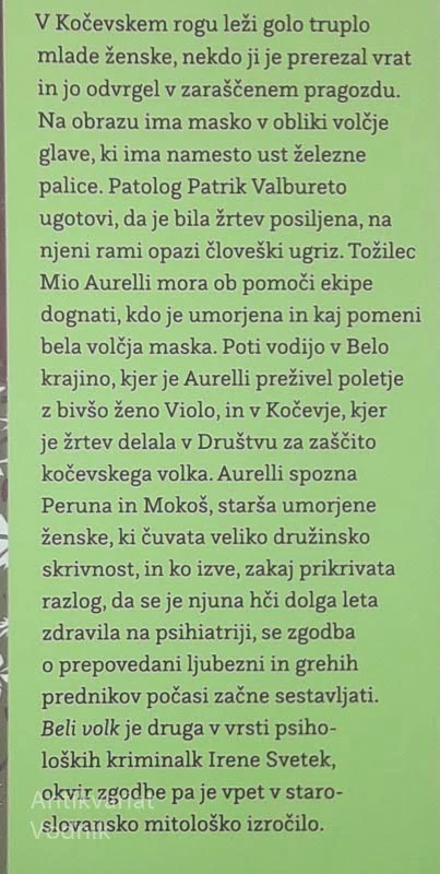BELI VOLK, Irena Svetek