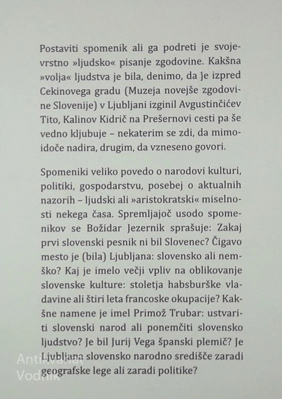 MESTO BREZ SPOMINA; JAVNI SPOMENIKI V LJUBLJANI, Božidar Jezernik
