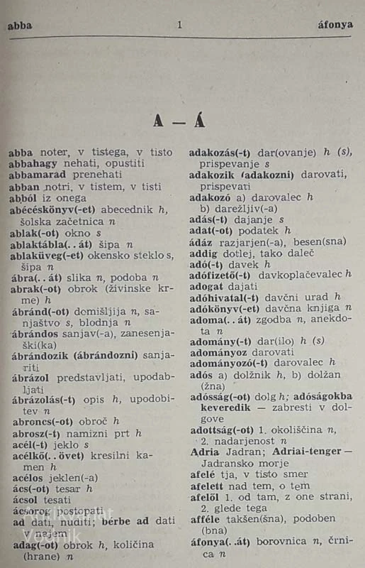 MADŽARSKO – SLOVENSKI SLOVAR, uredil F. Šebjanič