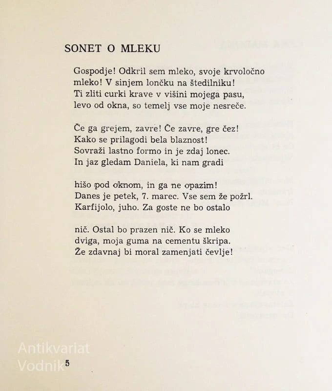 SONET O MLEKU, Tomaž Šalamun