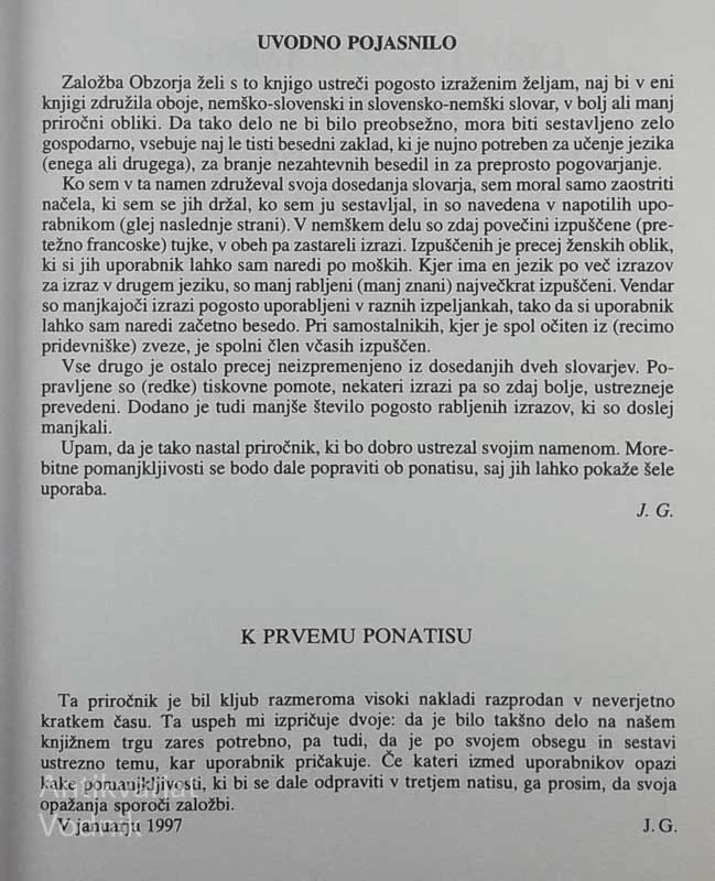 NEMŠKO SLOVENSKI – SLOVENSKO NEMŠKI SLOVAR, Janez Gradišnik