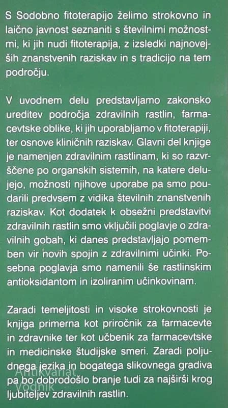 SODOBNA FITOTERAPIJA; Z DOKAZI PODPRTA UPORABA ZDRAVILNIH RASTLIN, več avtorjev