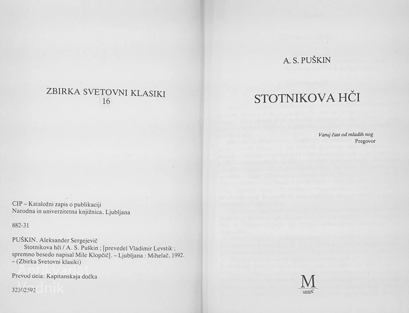 STOTNIKOVA HČI, Aleksander Sergejevič Puškin