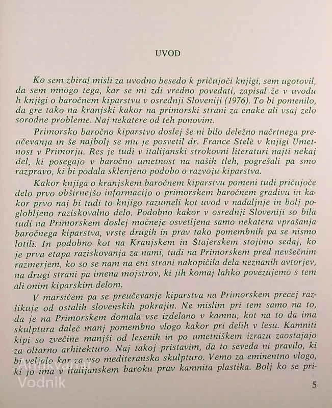 BAROČNO KIPARSTVO NA PRIMORSKEM, Sergej Vrišer