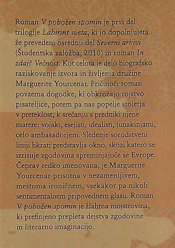 V POBOŽEN SPOMIN, Marguerite Yourcenar