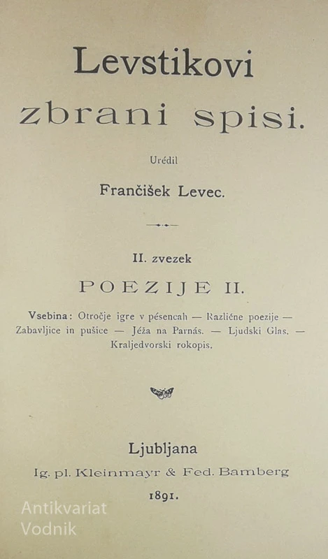LEVSTIKOVI ZBRANI SPISI II; POEZIJE II.