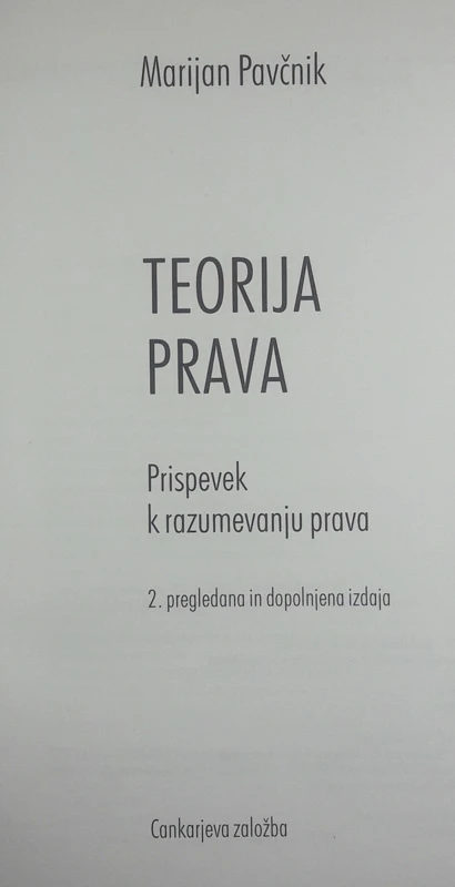 TEORIJA PRAVA, Marijan Pavčnik