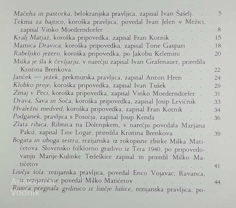 BABICA PRIPOVEDUJE; SLOVENSKE LJUDSKE PRIPOVEDI