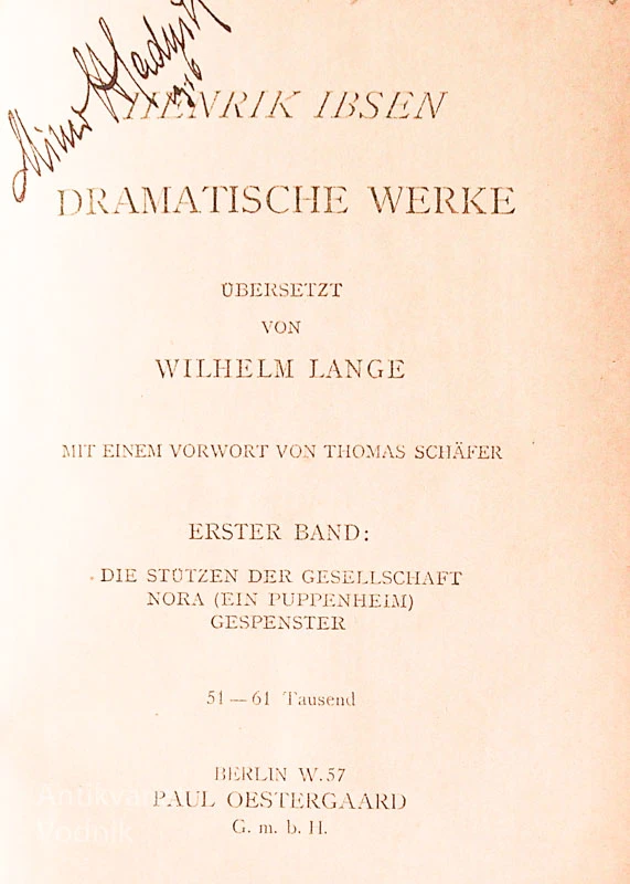 DRAMATISCHE WERKE (Ein Volksfeind, Die Wildente, Rosmersholm), Zweiter Band, Henrik Ibsen