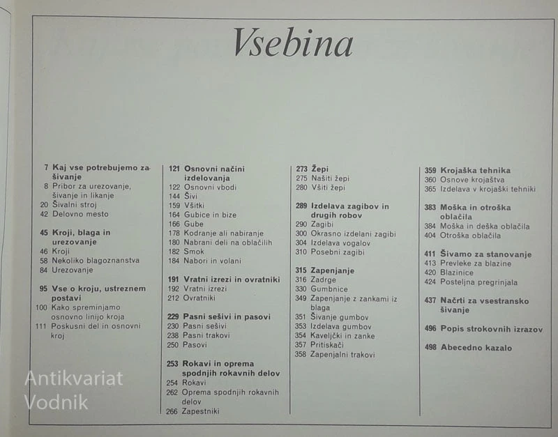 VSE O ŠIVANJU; KROJAŠKI A-Ž ZA DOMAČO RABO