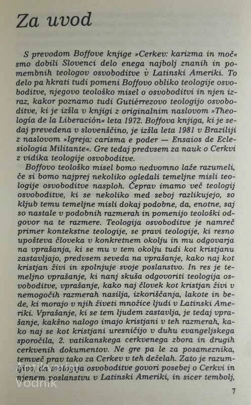 CERKEV: KARIZMA IN MOČ, Leonardo Boff
