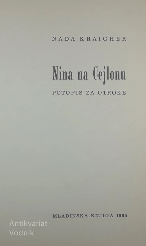 NINA NA CEJLONU, Nada Kraigher