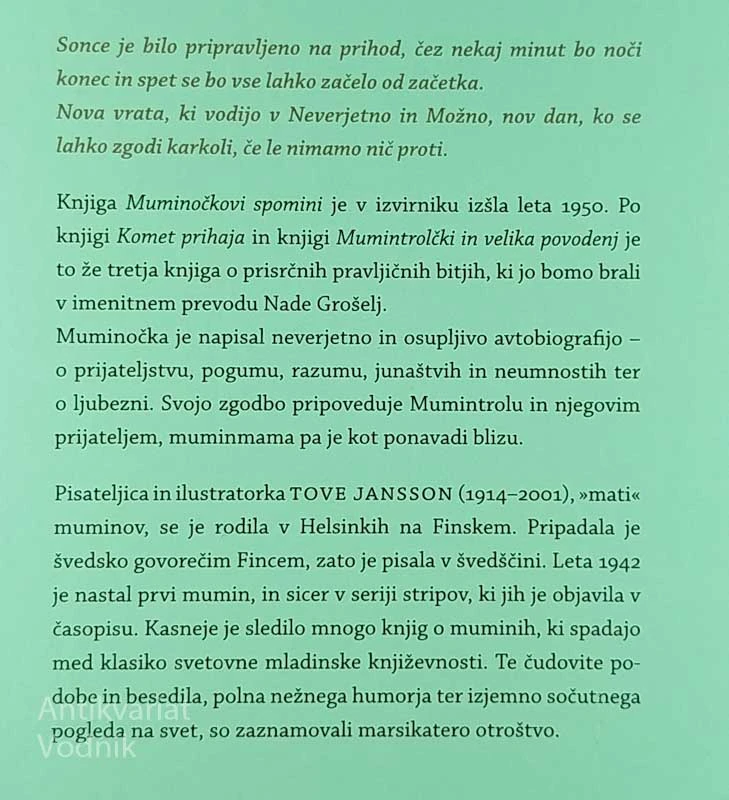 MUMINČKOVI SPOMINI, Tove Jonsson