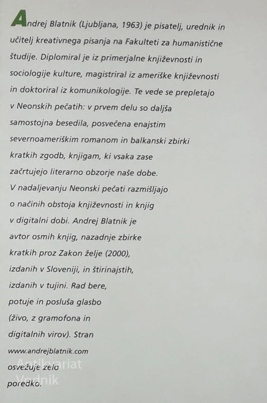 NEONSKI PEČATI, Andrej Blatnik