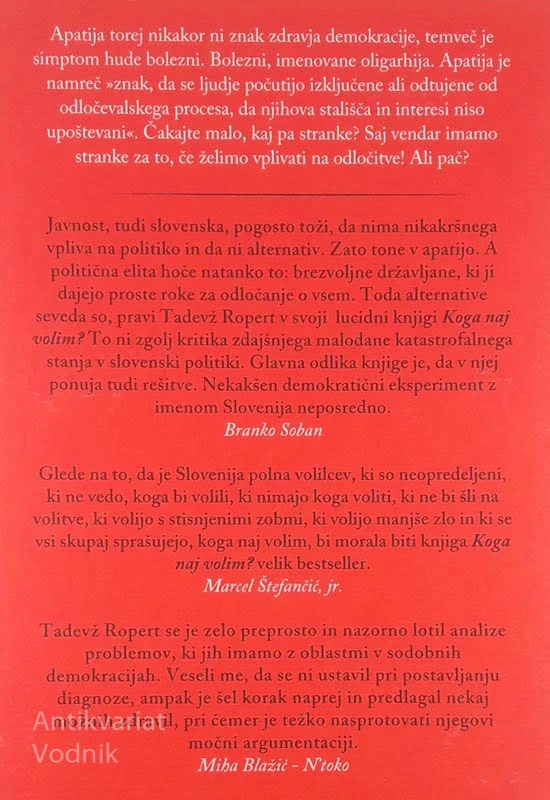 KOGA NAJ VOLIM?, Tadevž Ropert