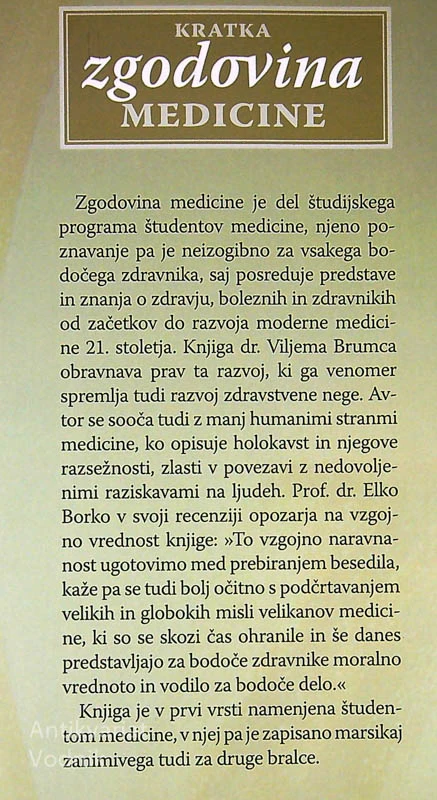 KRATKA ZGODOVINA MEDICINE, Viljem Brumec