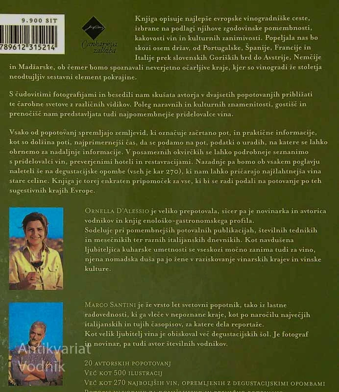 NAJLEPŠE VINSKE CESTE; VODNIK PO EVROPSKIH VINOGRADIH, Ornella D’Alessio in Marco Santini