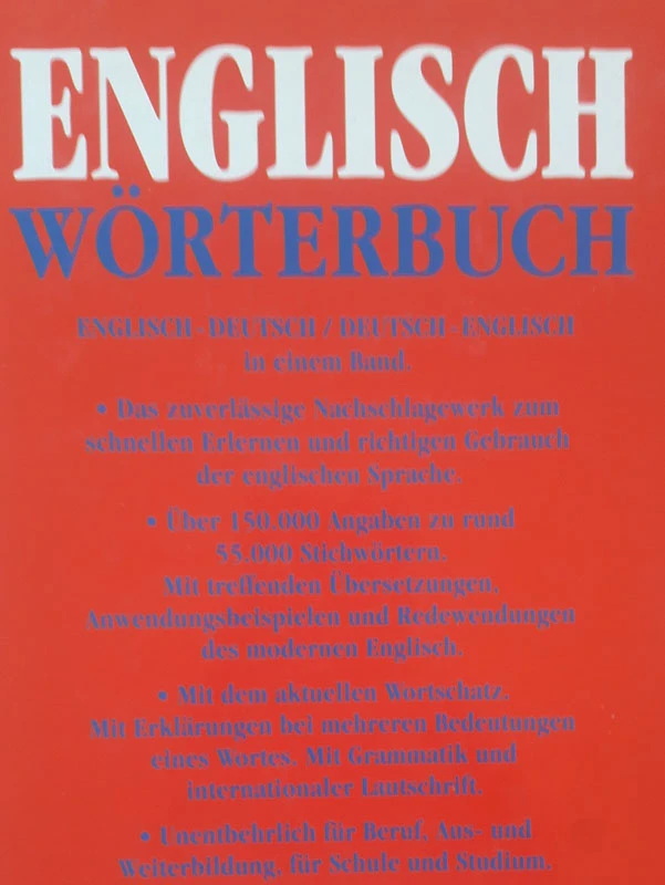 ENGLISH-DEUTSCH, DEUTSCH-ENGLISH, English Wörterbuch