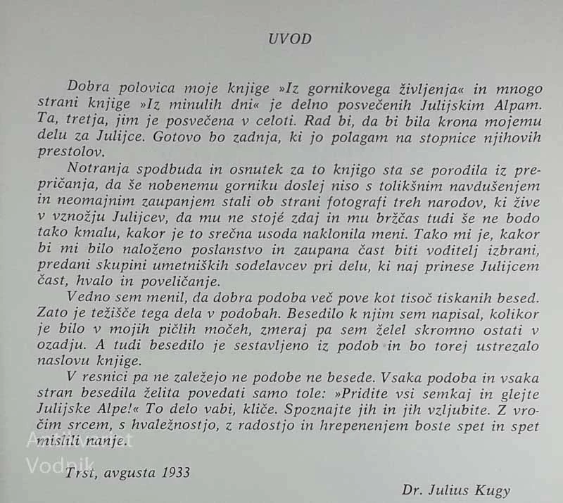 JULIJSKE ALPE V PODOBI, Dr. Julijus Kugy