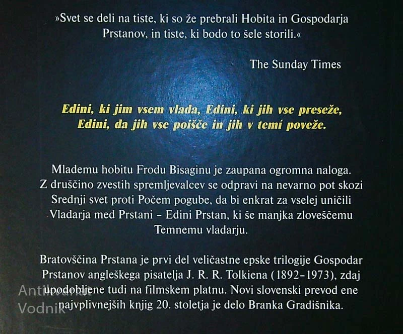 GOSPODAR PRSTANOV; BRATOVŠČINA PRSTANA, J. R. R. Tolkien