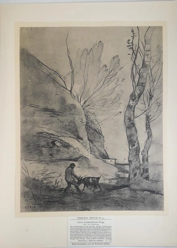 Grafika Corot: Landschaft mit Ziege