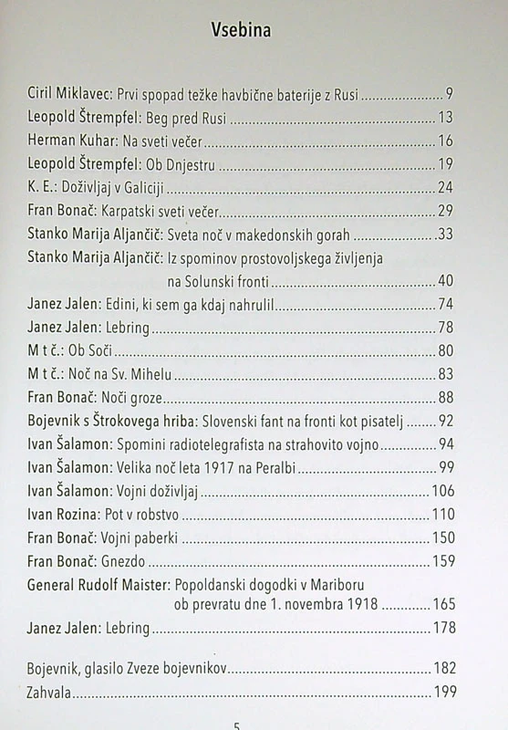 BOJEVNIK; SPOMINI VOJNIH VETERANOV PRVE SVETOVNE VOJNE