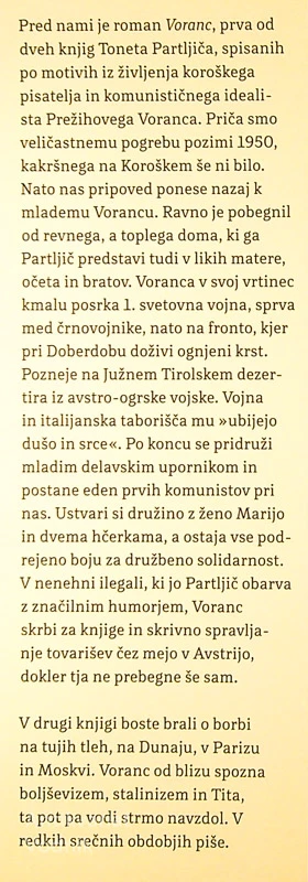 VORANC; PRVA KNJIGA, Tone Partljič