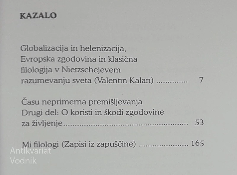 ČASU NEPRIMERNA PREMIŠLJEVANJA, Friedrich Nietzsche