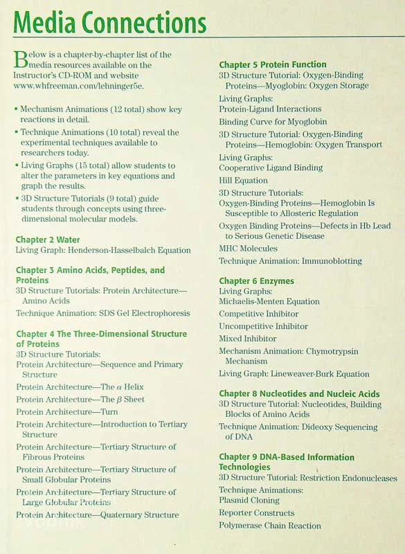 PRINCIPLES OF BIOCHEMISTRY, David L. Nelson in Michael M. Cox
