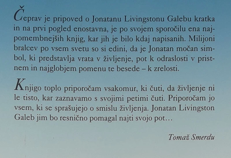 JONATAN LIVINGSTON GALEB, Richard Bach