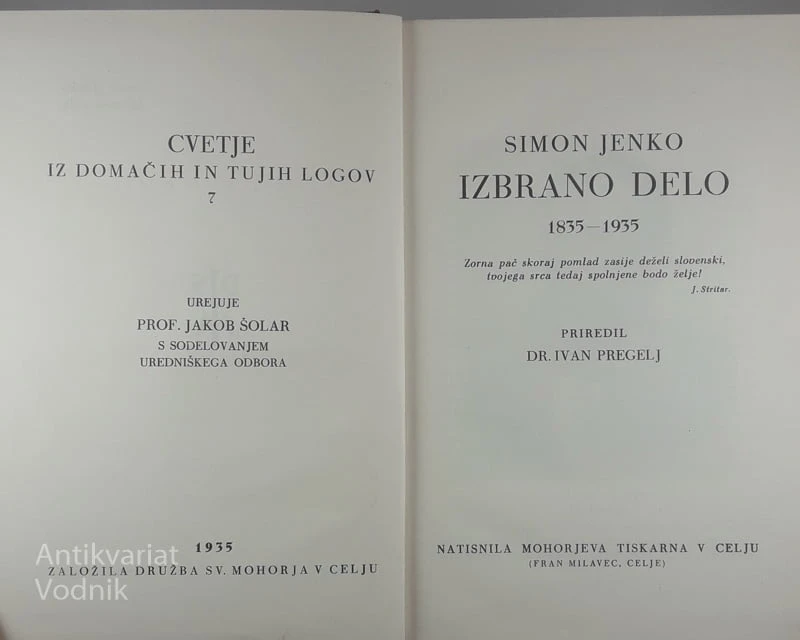 SIMON JENKO; IZBRANO DELO