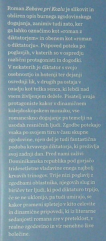 ZABAVA PRI KOZLU, Mario Vargas LLosa