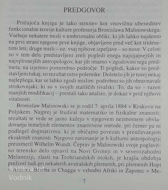 ZNANSTVENA TEORIJA KULTURE, Bronislaw Malinowski
