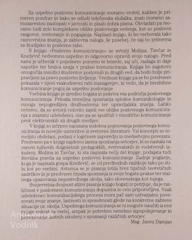 POSLOVNO KOMUNICIRANJE, Stane Možina in drugi