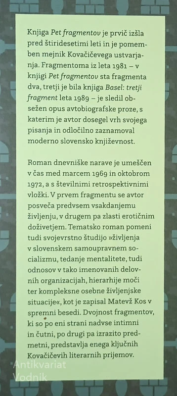 PET FRAGMENTOV, Lojze Kovačič