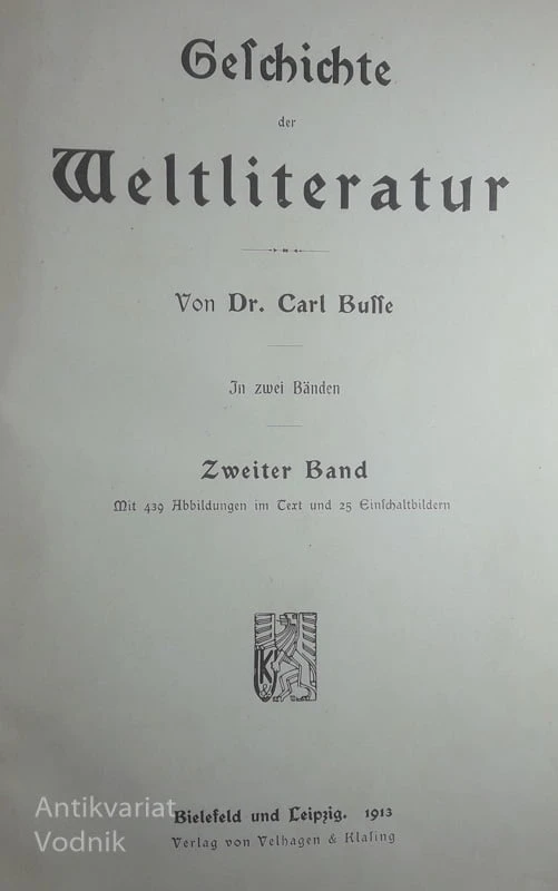 GELCHICHTE DER WELTLITERATUR, dr. Carl Buffe
