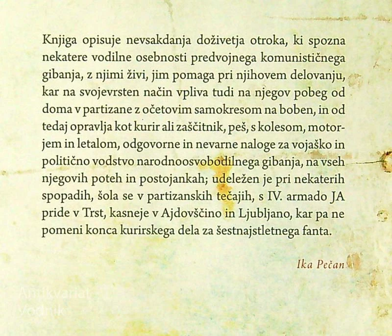 SPOMINI PARTIZANSKEGA KURIRJA PODLAČA, Polde Maček – Poldač (posvetilo avtorja)