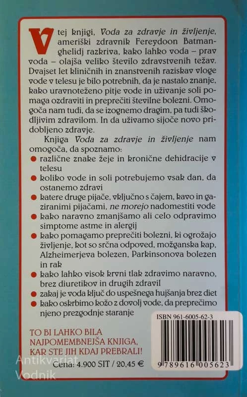 VODA ZA ZDRAVJE IN ŽIVLJENJE, F. Batmanghelidj