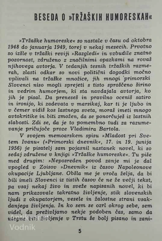 TRŽAŠKE HUMORESKE, Vladimir Bartol
