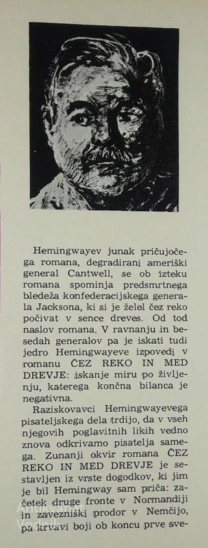 ČEZ REKO IN MED DREVJE, Ernest Hemingway