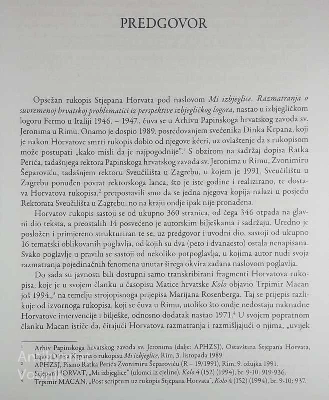 MI IZBJEGLICE; RAZMATRANJA O SUVREMENOJ HRVATSKOJ PROBLEMATICI IZ PERSPEKTIVE IZBJEGLIČKOG LOGORA, Stjepan Horvat