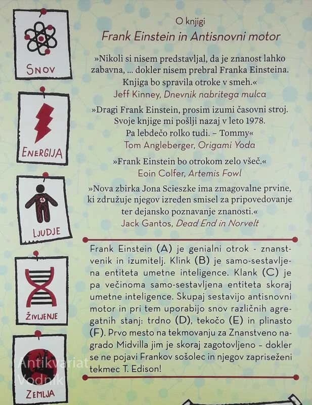 FRANK EINSTEIN IN ANTISNOVNI MOTOR, Jon Scieszka (ilustriral Brian Biggs)