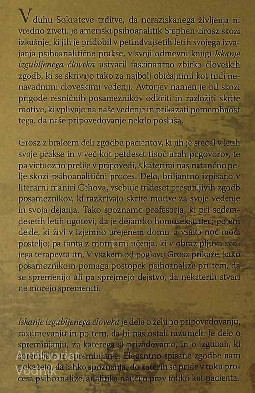 ISKANJE IZGUBLJENEGA ČLOVEKA; IZ RAZISKOVANIH ŽIVLJENJ, Stephen Grosz