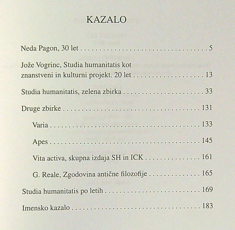 STUDIA HUMANITATIS; TRIDESET LET, več avtorjev
