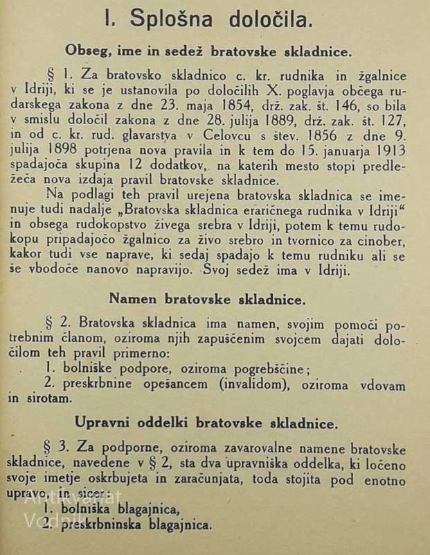 PRAVILA BRATOVSKE SKLADNICE ERARIČNEGA RUDNIKA V IDRIJI