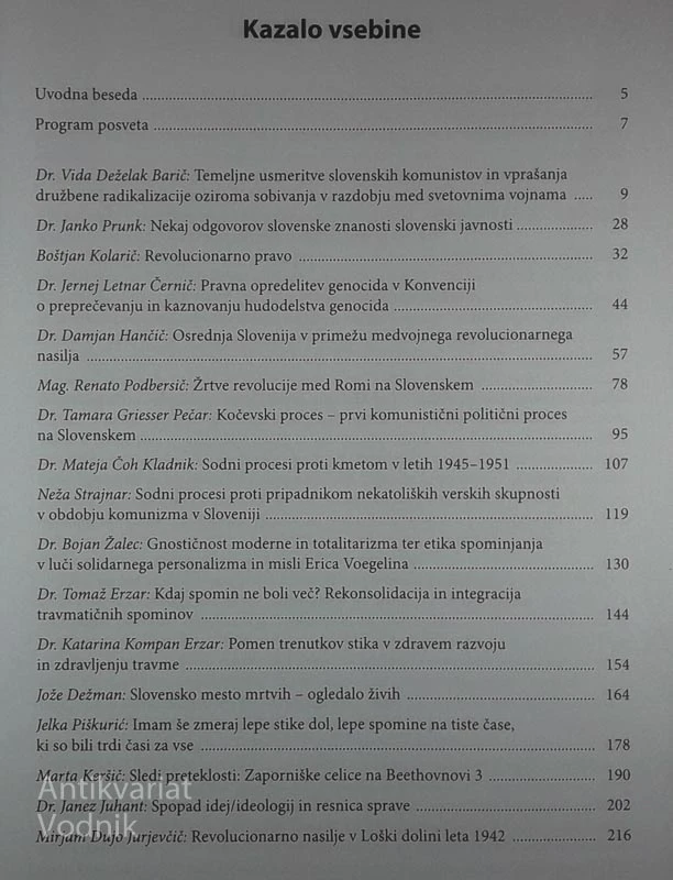 REVOLUCIONARNO NASILJE, SODNI PROCESI IN KULTURA SPOMINJANJA, več avtorjev