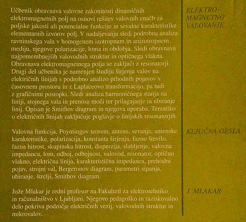 ELEKTROMAGNETNO VALOVANJE, Jože Mlakar