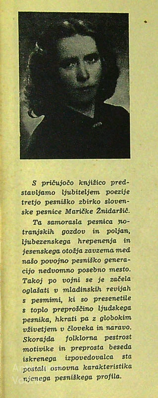 NALOMLJENA VEJA, Marička Žnidaršič